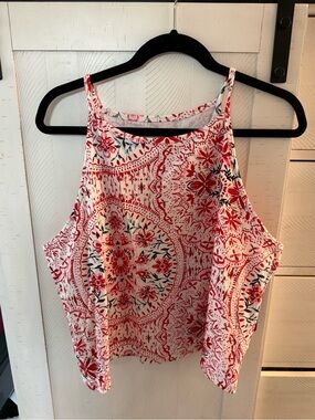 torrid White Halter Camisole with Red Floral Medallion Print